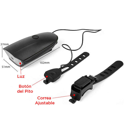 Luz Recargable para Bicicleta con Bocina